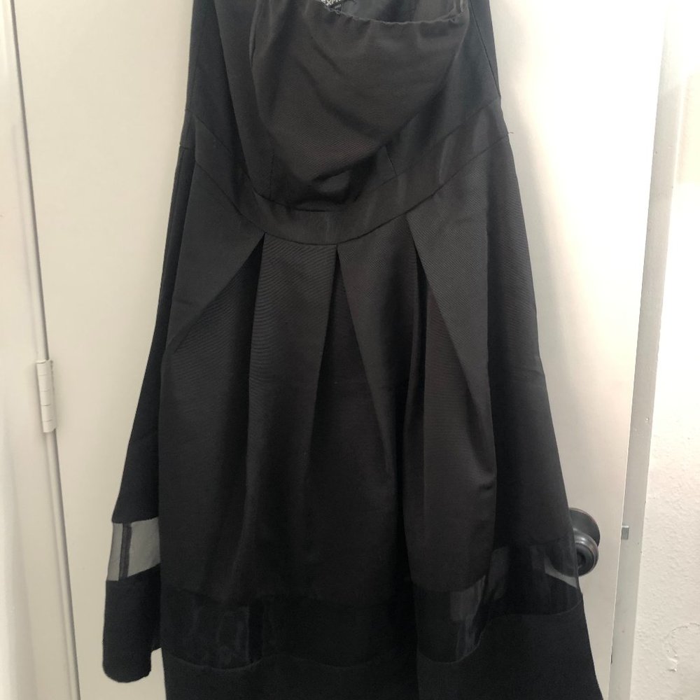 Strapless Black A-line Party Dress